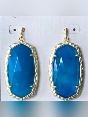Kendra Scott Teal Blue Banded Agate Ella Earrings